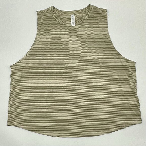 Athleta Cloudlight Women's Plus Size 1X Beige Striped Stretch Muscle Tank Top - Picture 2 of 9